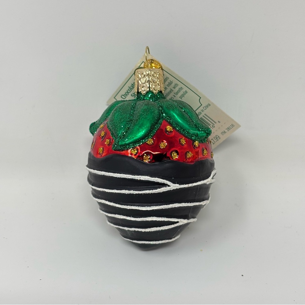 Old World Christmas Chocolate Dipped Strawberry Glass Ornament NWT